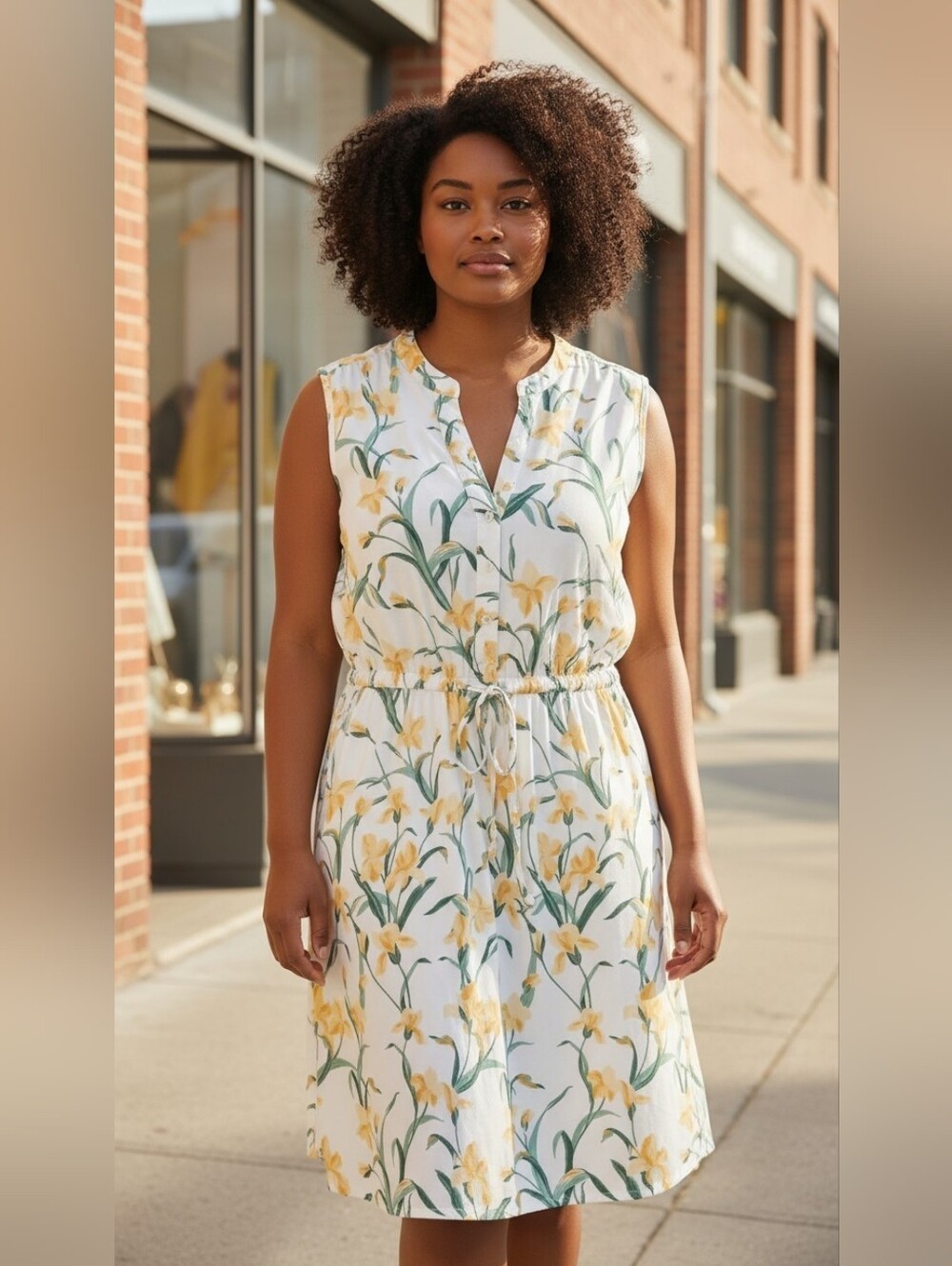 Nwt Robert Louis White Midi Dress with Yellow Floral Print